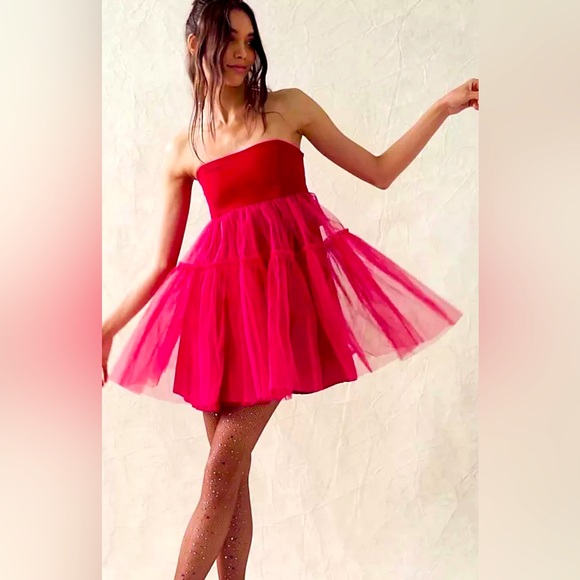 Boho Gorgeous Free People Bohemian Feminine Tulle Theo Puff Dress Size S - Picture 1 of 9